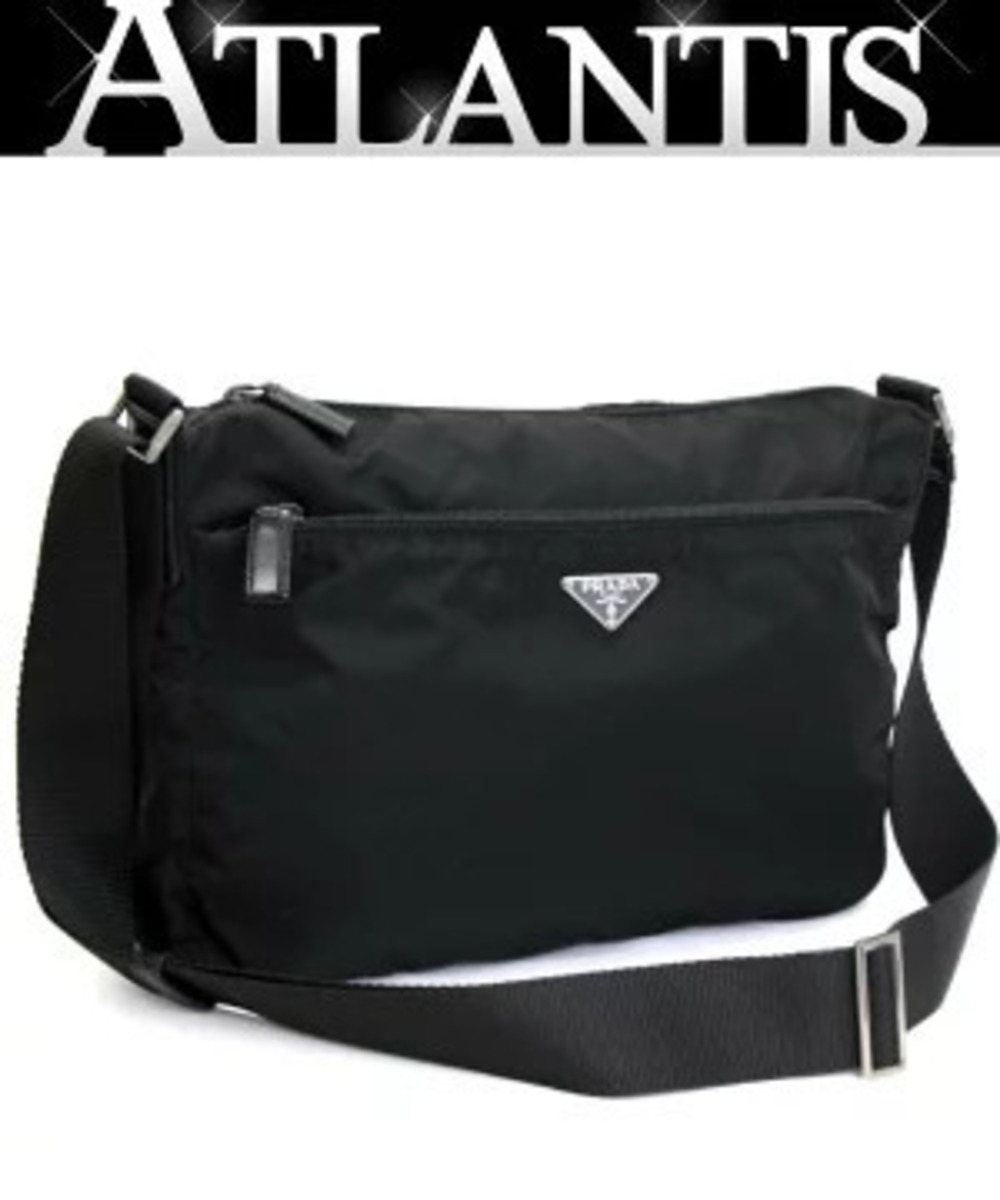 Prada Triangle Messenger Shoulder Bag Black